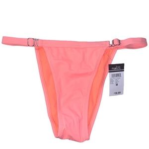 BRIGHT CORAL HIGH LEG BIKINI BOTTOMS